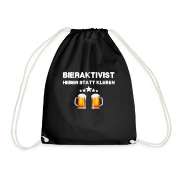 BIERAKTIVIST - Heben statt kleben - Bierliebhaber - Turnbeutel - Schwarz - Vorne