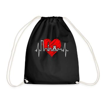 Essen Skyline Herzschlag Ruhrpott Fan Herz Essener - Drawstring Bag - black - Front