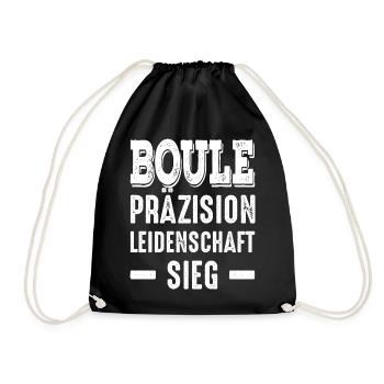 Boule Präzision Leidenschaft Sieg! Bouler Spruch - Turnbeutel - Schwarz - Vorne
