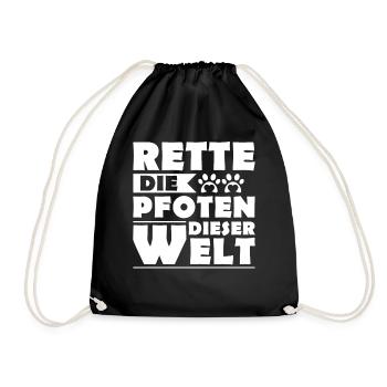 Tierretter Tierrettung Rette Die Pfoten Dieser - Turnbeutel - Schwarz - Vorne