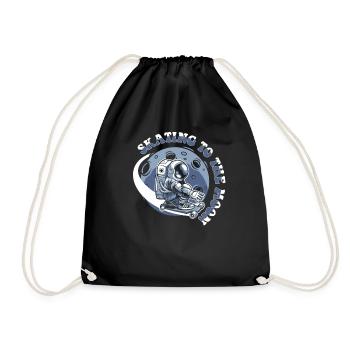 Skating To The Moon Cosmonaut Spaceship - Drawstring Bag - black - Front