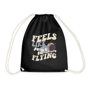 Feels Like Flying Cosmonaut Spaceship Taikonaut - Drawstring Bag - black - Front