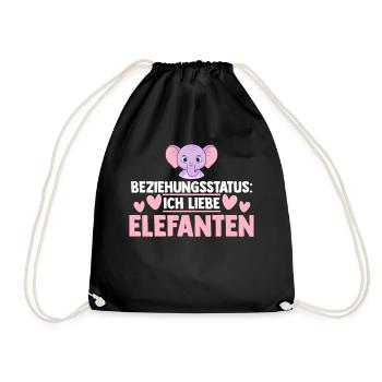 Elefant Elefanten - Turnbeutel - Schwarz - Vorne