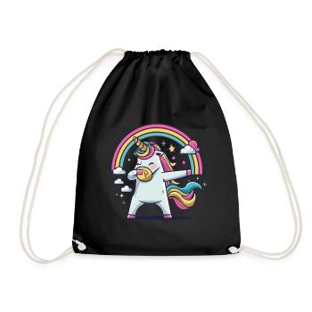 Dabbing Unicorn Einhorn Dab Dabbing Trend Tanz - Turnbeutel - Schwarz - Vorne