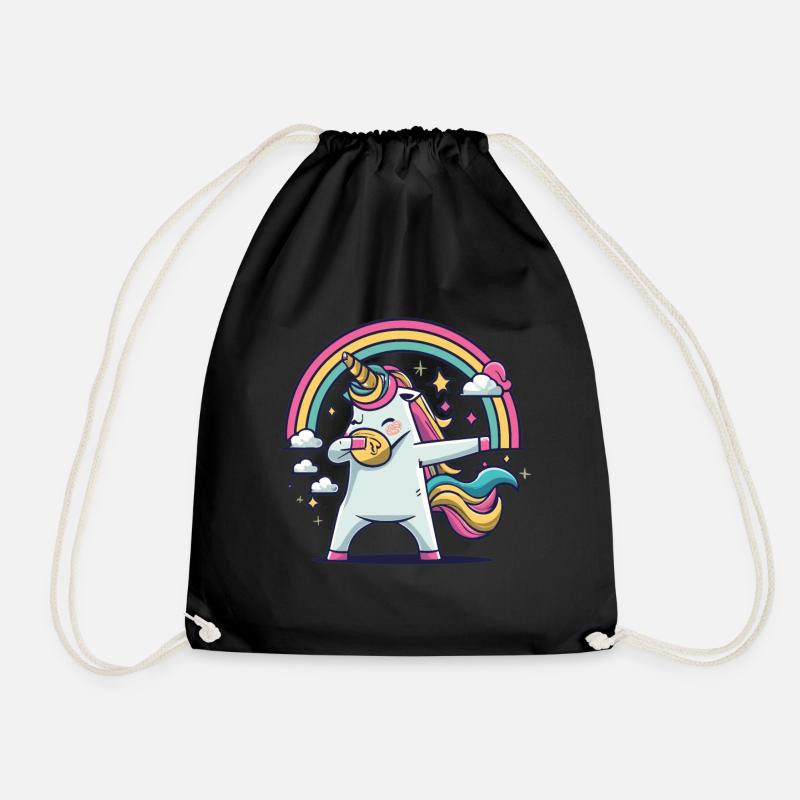 Dabbing Unicorn Einhorn Dab Dabbing Trend Tanz - Turnbeutel - Schwarz