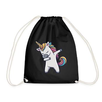 Dabbing Unicorn Einhorn Dab Dabbing Trend Tanz - Turnbeutel - Schwarz - Vorne