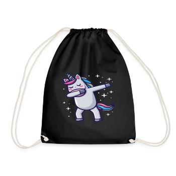 Dabbing Unicorn Einhorn Dab Dabbing Trend Tanz - Turnbeutel - Schwarz - Vorne