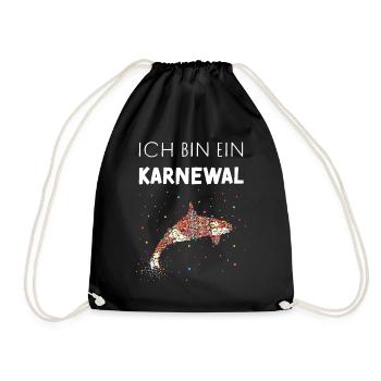 Kölner Karneval Fasching Konfetti Wal Narrenkappe - Turnbeutel - Schwarz - Vorne