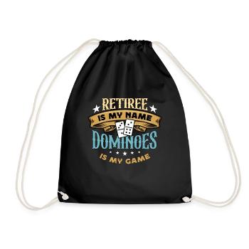 Dominoes Retiree Is My Name Dominoes Board Game - Drawstring Bag - black - Front