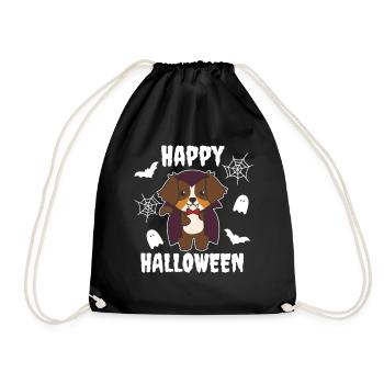 Australian Shepherd Happy Halloween Cute Vampire - Drawstring Bag - black - Front