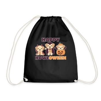 Labrador Happy Howloween Pumpkin Vampire Costume - Drawstring Bag - black - Front