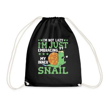 Snail lovers not lazy snail owners - Drawstring Bag - black - Front
