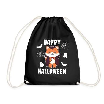 Fox Happy Halloween Cute Vampire Costume - Drawstring Bag - black - Front