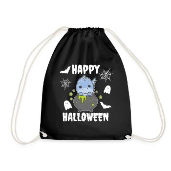 Dino Happy Halloween Witch's Cauldron Bat - Drawstring Bag - black - Front