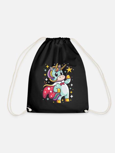 Einhorn Superheld Einhörner Einhorn Baby Unicorn - Turnbeutel - Schwarz
