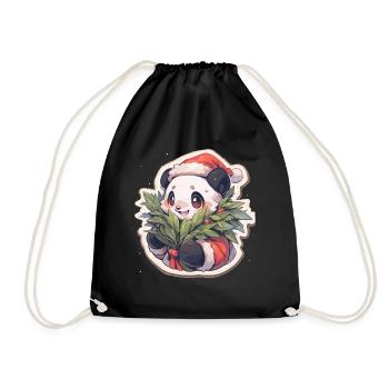 Panda Christmas Panda Pandas Panda Christmas - Drawstring Bag - black - Front