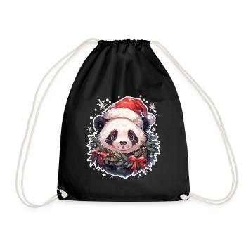 Panda Christmas Panda Pandas Panda Christmas - Drawstring Bag - black - Front