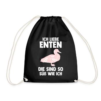 Entenliebhaber Tiermotiv Ente - Turnbeutel - Schwarz - Vorne