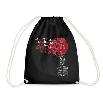 Japan Vintage Japanese Aesthetics Streetwear - Drawstring Bag - black - Front
