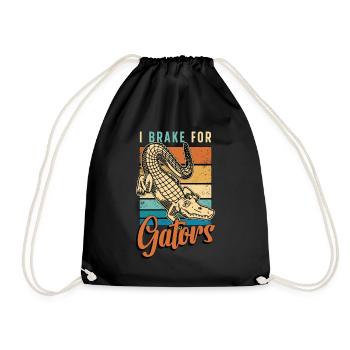 Alligator Hunting I Brake For Gators Retro Hunting - Drawstring Bag - black - Front