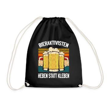 Bieraktivisten Heben statt Kleben" - Bierliebhaber - Turnbeutel - Schwarz - Vorne