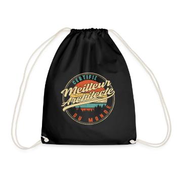 Certifié Meilleur Architecte Du Monde Humour T - Drawstring Bag - black - Front