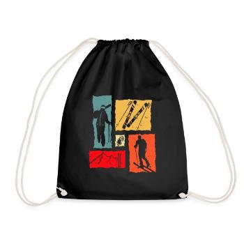 Skis de randonnée rétro - Sac de sport léger - noir - Devant