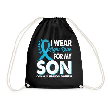 Wear light blue for the son's awareness of - Drawstring Bag - black - Front