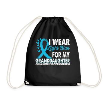Wear light blue for awareness of the - Drawstring Bag - black - Front