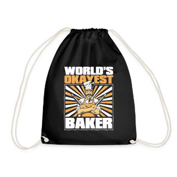 World's Okayest Baker Bakery Pastry Chef - Drawstring Bag - black - Front