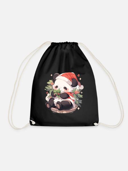 Panda Weihnachten Panda Pandas Panda Weihnachten - Turnbeutel - Schwarz
