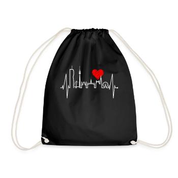Vienna Skyline Heartbeat Austria Love Vienna - Drawstring Bag - black - Front