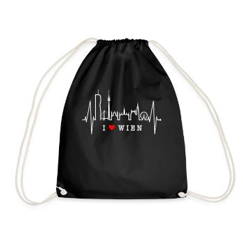 Vienna Skyline Heartbeat Austria Love Vienna - Drawstring Bag - black - Front