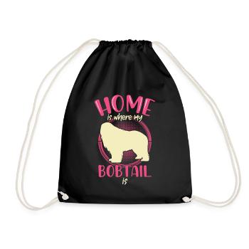 Bobtail is home Old English Shepherd - Drawstring Bag - black - Front