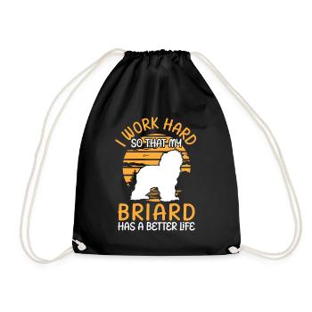 Work for my Briard Berger de Brie - Drawstring Bag - black - Front