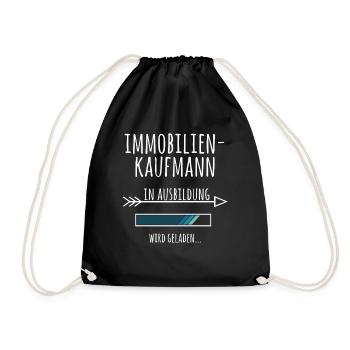 Immobilienkaufmann Ausbildung Beruf Geschenk - Turnbeutel - Schwarz - Vorne