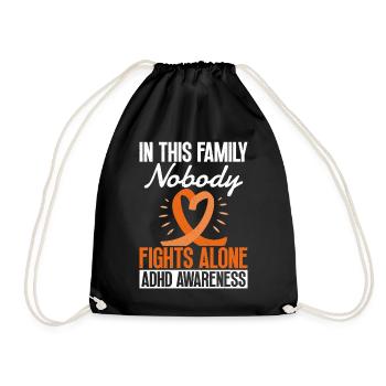 Ahdh consciousness In this family, no one fights - Drawstring Bag - black - Front