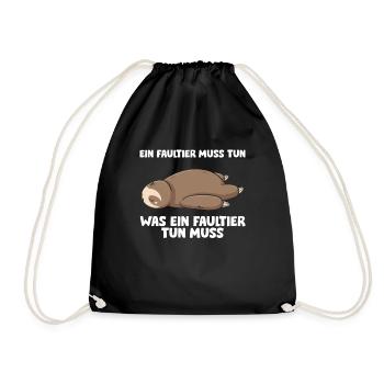 Ein Faultier Muss Tun Was Ein Faultier Tun Muss - Turnbeutel - Schwarz - Vorne