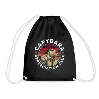 Capybara Appreciation Club Large Rodent Animals - Drawstring Bag - black - Front