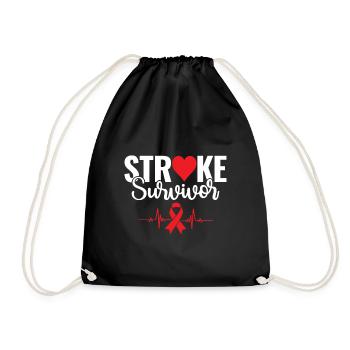 Stroke Survivor - Schlaganfall Überlebender - Drawstring Bag - black - Front
