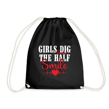 Girls Dig the Half Smile - Schlaganfall - Turnbeutel - Schwarz - Vorne