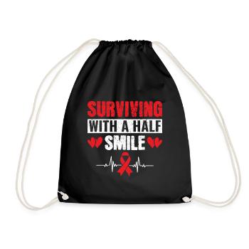 Surviving with a Half Smile - Stroke - Drawstring Bag - black - Front