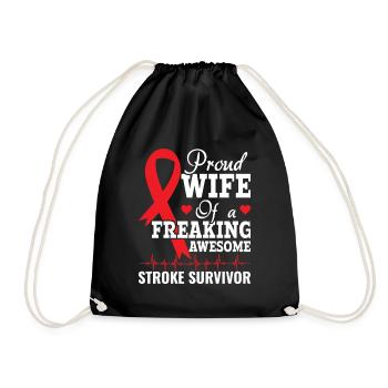 Proud Woman Stroke Survivor - Recovery - Drawstring Bag - black - Front