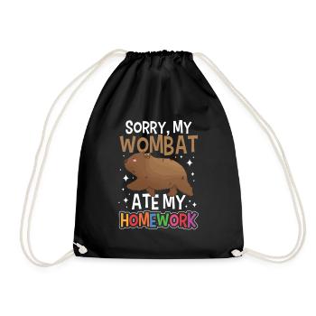 Wombat ate my homework - Drawstring Bag - black - Front