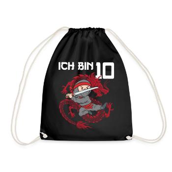 Achtung Ich bin Zehn - Turnbeutel - Schwarz - Vorne