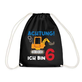 Achtung Ich bin Sechs - Turnbeutel - Schwarz - Vorne