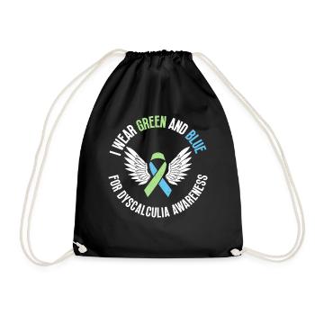 Je porte un ruban vert et bleu pour - Sac de sport léger - noir - Devant