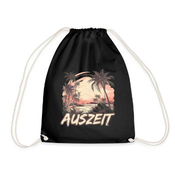 Auszeit Urlaub Hängematte Strand - Turnbeutel - Schwarz - Vorne