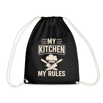 Ma cuisine Mes règles Chapeaux et couteaux de cuisine Chef Ki - Sac de sport léger - noir - Devant