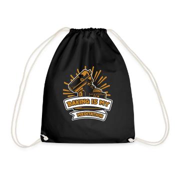 Baking Is My Meditation Pastry Chef Hobby Baker - Drawstring Bag - black - Front